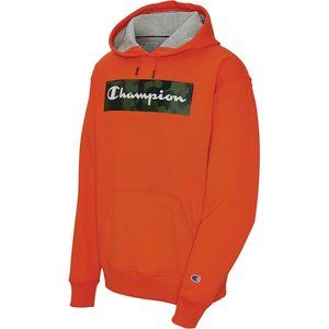 Champion Men's Orange Hoodie with Camo Box Logo